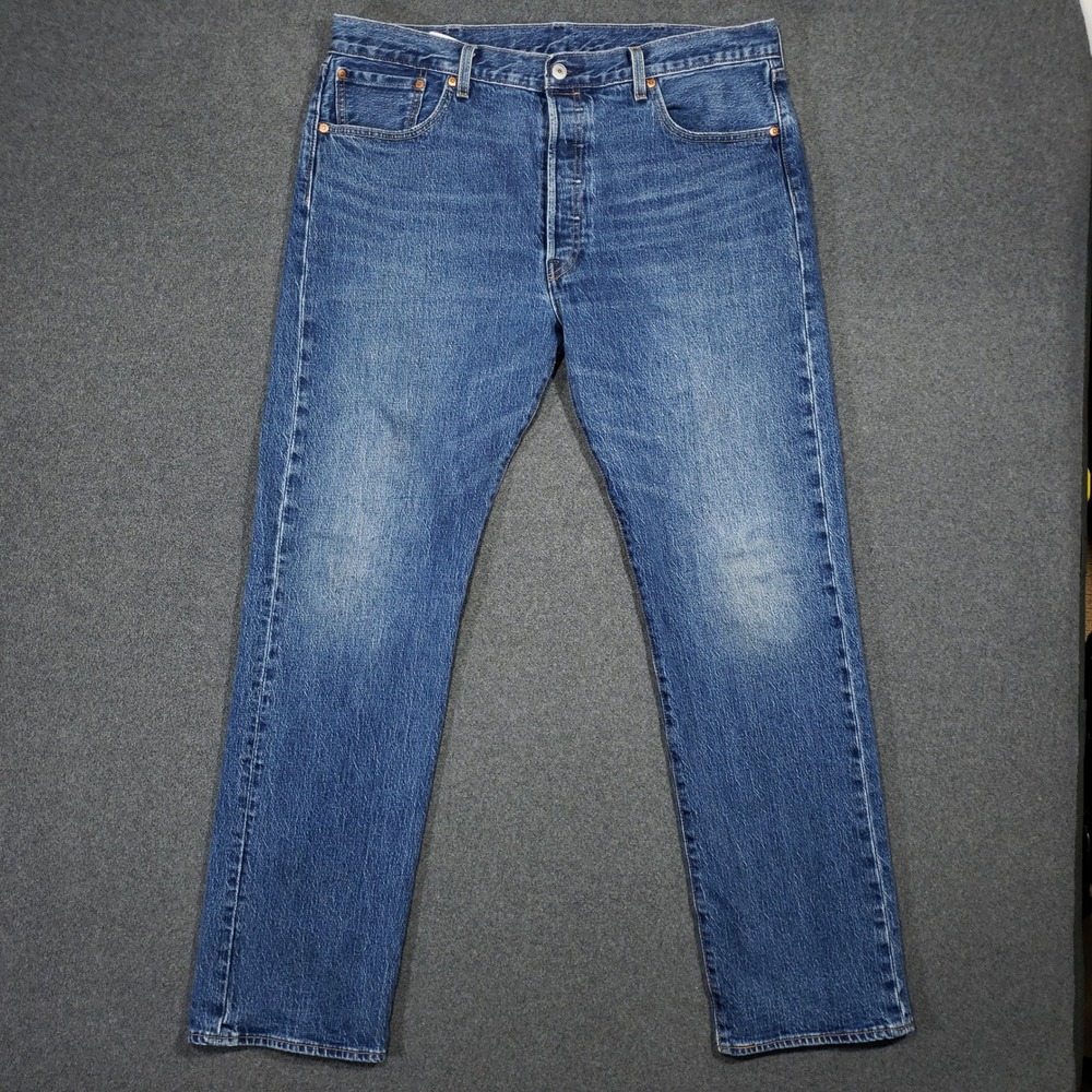 Levi Premium Big E Jeans Mens‎ 38x34 Blue Medium Wash Denim Button Fly